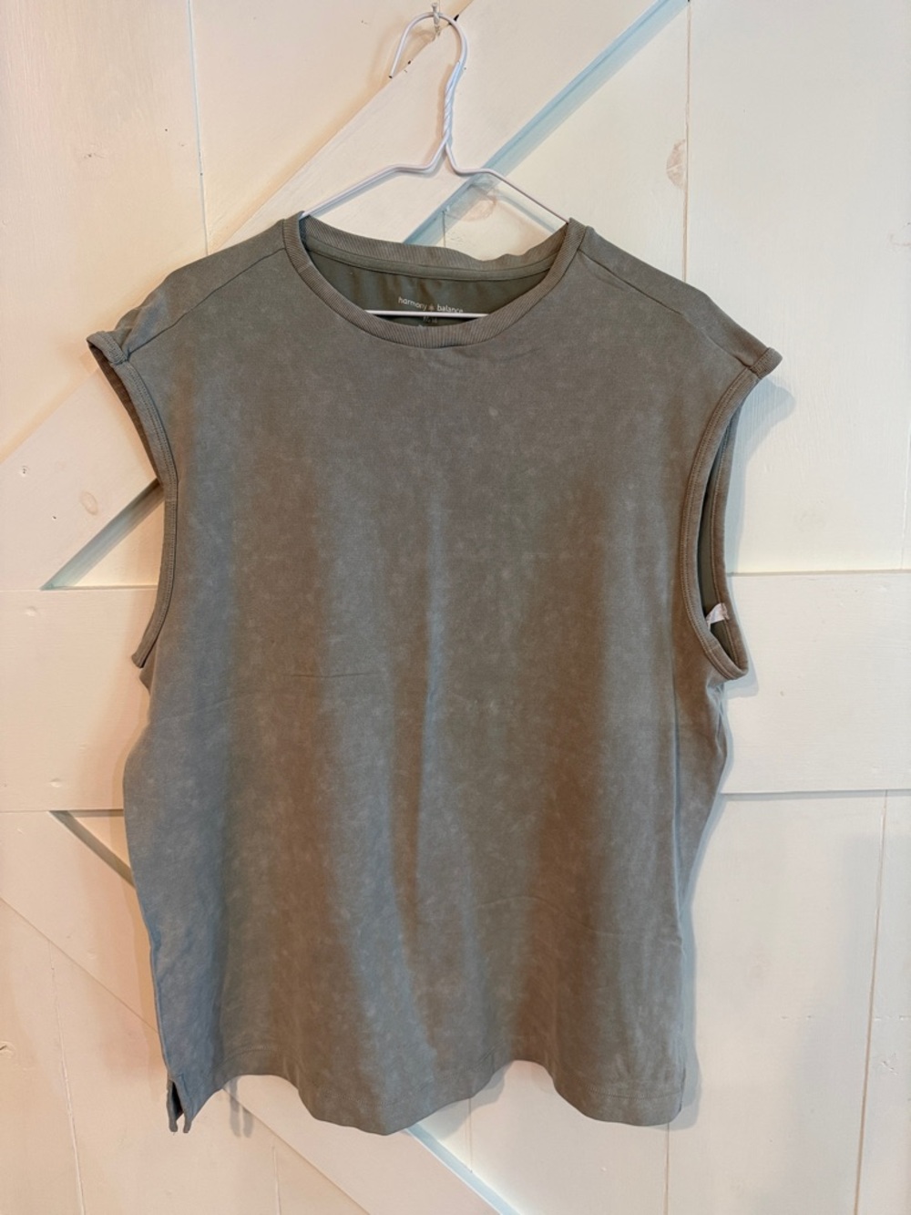 Harmony Balance Medium Sage Green Sleeveless Athleisure Top Soft Stretch